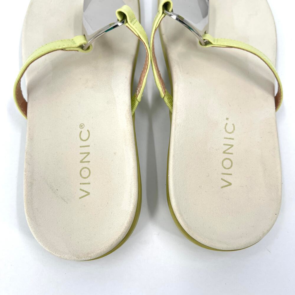 VIONIC Raysa Sandals Womens 7 Green Leather Thong Toe Post Supportive Comfort - Picture 11 of 13